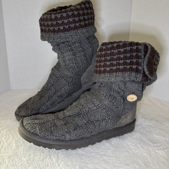 UGG Australia Women's Classic Argyle Knit Sweater Tall Boots Size 8 Gray Vintage - Picture 1 of 9